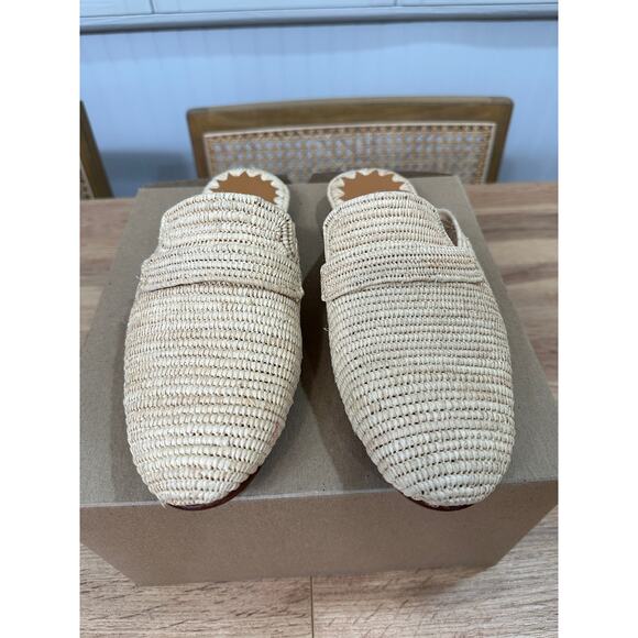 Carrie Forbes Tapa Woven Raffia Loafer Mules Natural Woven Raffia Size 8 US NWOT - Picture 6 of 15